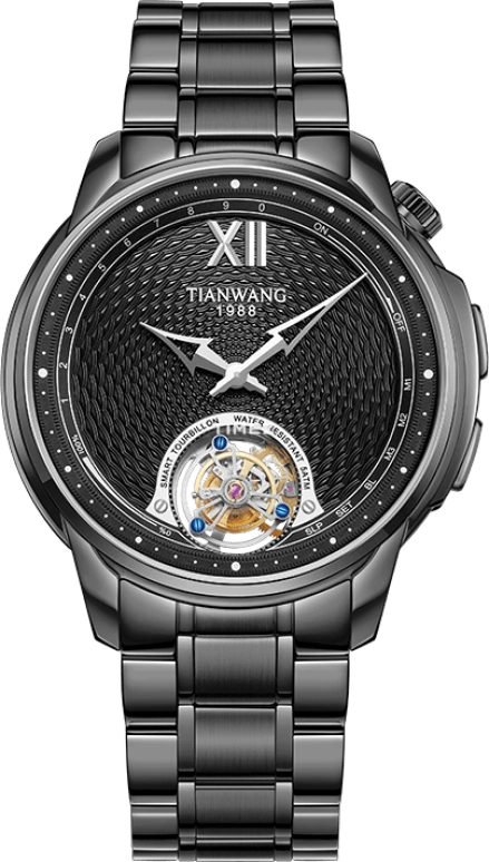 TianWang,Other 45mm,45mm,Stainless Steel,Black,Processor,Tourbillon,Smartwatch,GS51199B,GS51199B.B.B