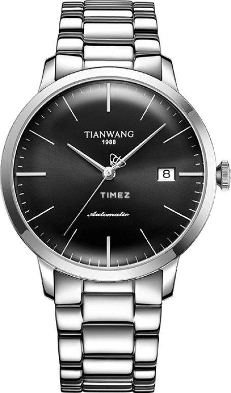 TianWang,Kunlun 40mm,40mm,Stainless Steel,Black,Automatic,Day,Glass,GS51141S,GS51141S.D.S.B