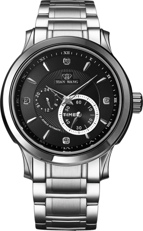TianWang,Round Times ,Stainless Steel,Black,Automatic,Sapphire,Crystal Glass,Round,GS5581S,GS5581S/DD