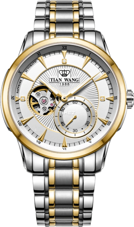 TianWang,Round Times ,Stainless Steel,White,Automatic,Sapphire,Glass,Round,GS5962T,GS5962T/D
