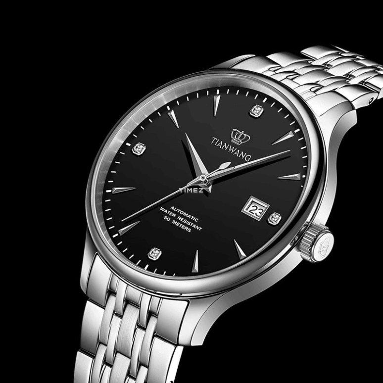 TianWang,Kunlun 41.50mm,41.50mm,Stainless Steel,Black,Automatic,Day,Sapphire,Glass,GS5876S,GS5876S.D.S.B.A