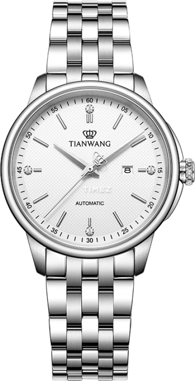 TianWang,Permanent ,Stainless Steel,White,Automatic,Day,Sapphire,Crystal Glass,LS51172S,LS51172S.D.S.W