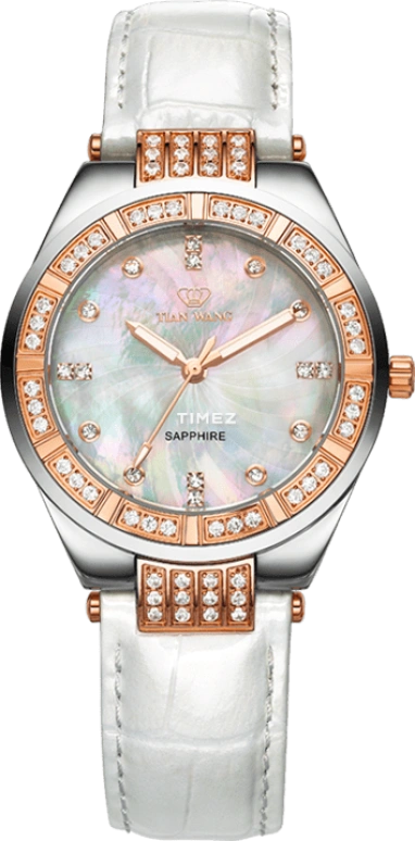 TianWang,Shine ,Stainless Steel,Rose Gold,White,Quartz,Sapphire,Glass,Round,LS3665TP