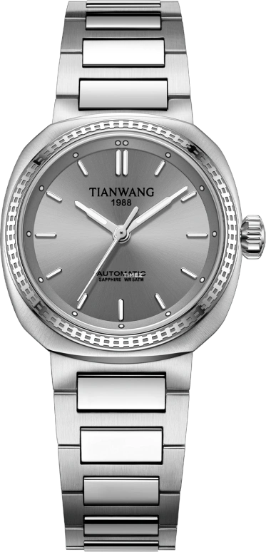 TianWang,WEI ,Stainless Steel,Grey,Automatic,Crystal Glass,Cushion,LS51577S,LS51577S.SA