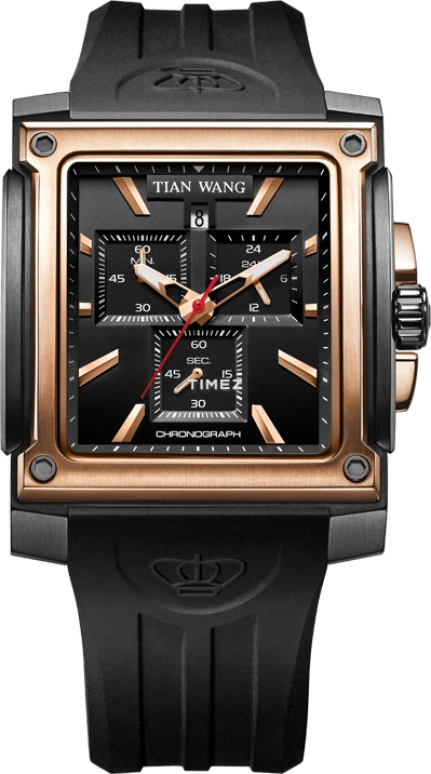 TianWang,Pioneer＆Fashionable ,Stainless Steel,Black,Quartz,Chronograph,Day,GS5630PB,GS5630PB/4D