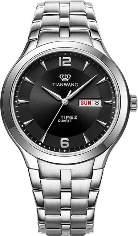 TianWang,Basic series 40mm,40mm,Stainless Steel,Black,Quartz,Date,Day,GS3626S,GS3626S.DD.S.B