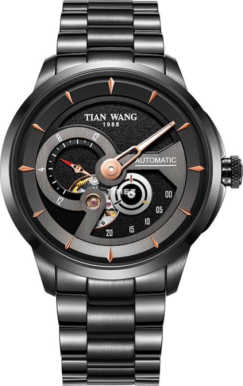 TianWang,X-Man 42.56mm,42.56mm,Stainless Steel,Black,Automatic,Sapphire,Crystal Glass,Round,GS51116NB,GS51116NB.DD.NB.B