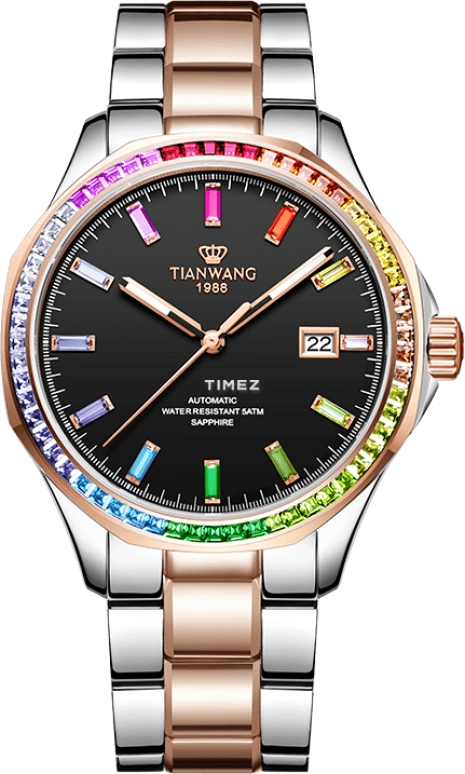 TianWang,Limited Edition ,Stainless Steel,Rose Gold,Black,Automatic,Day,Sapphire,Glass,GS51205TP,GS51205TP.D.TP.B