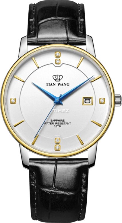 TianWang,Grace ,Stainless Steel,White,Quartz,Day,Sapphire,Crystal Glass,GS3950T,GS3950T.D.LB.W