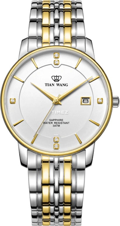 TianWang,Grace 39mm,39mm,Stainless Steel,White,Quartz,Chronograph,Day,GS3949T,GS3949T.D.T.W