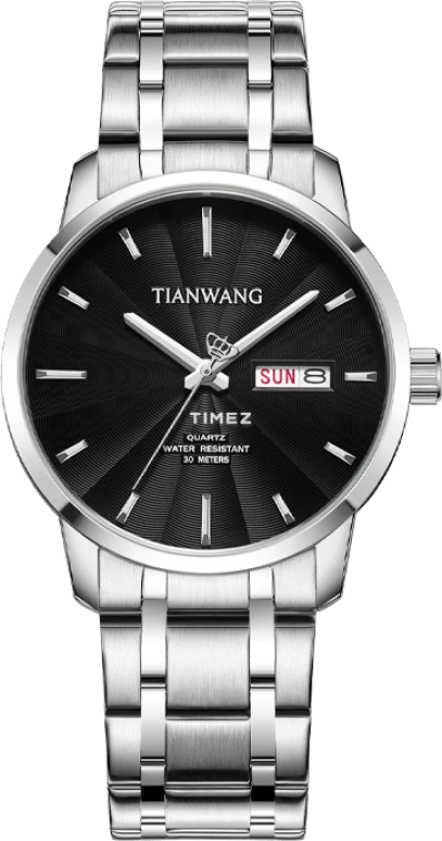 TianWang,Other ,Stainless Steel,Black,Quartz,Date,Day,GS3727S,GS3727S/DD-BA
