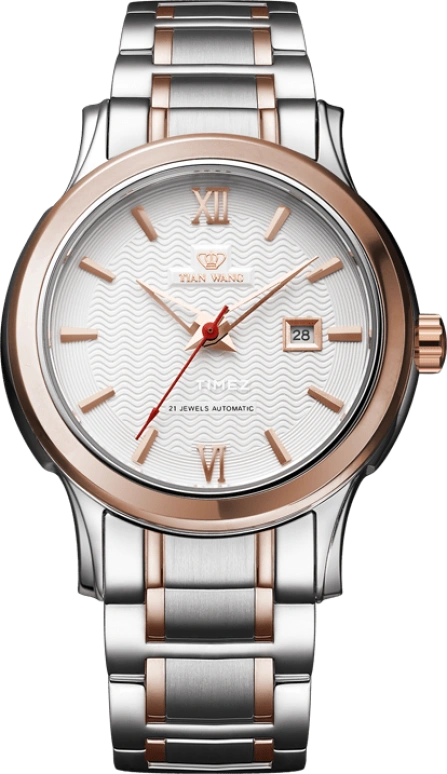TianWang,Round Times ,Stainless Steel,White,Automatic,Day,Sapphire,Crystal Glass,LS5591TP,LS5591TP/D