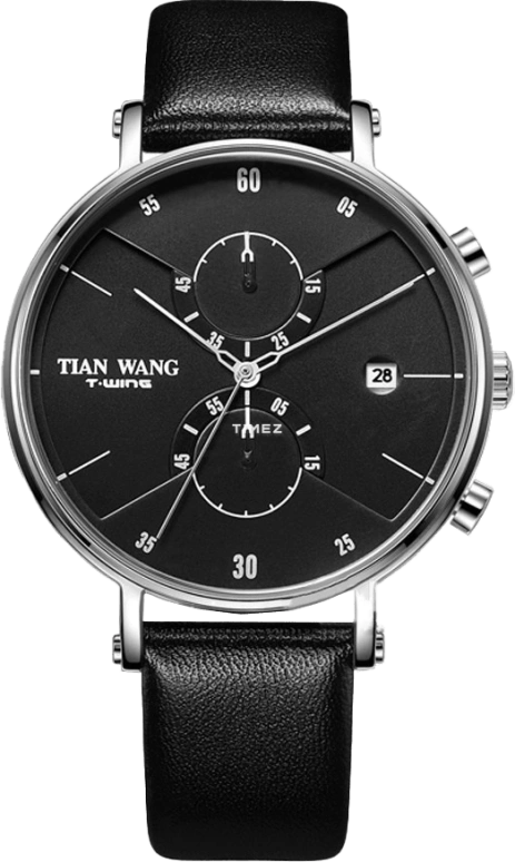 TianWang,Other ,Stainless Steel,Black,Quartz,Chronograph,Day,GS31079S,GS31079S.3D.LB.B