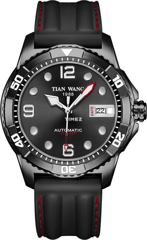 TianWang,Bluefin ,Stainless Steel,Black,Automatic,Day,Sapphire,Crystal Glass,GS101121BC,GS101121BC.D.LB.A