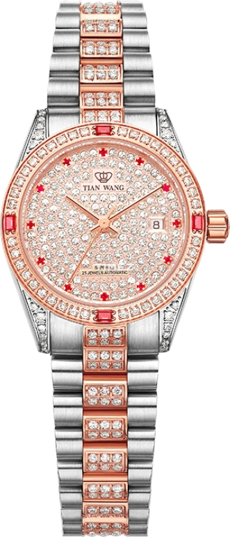TianWang,Famous Anisan ,Stainless Steel,Rose Gold,Automatic,Crystal Glass,Round,LS5613TP,LS5613TP/D