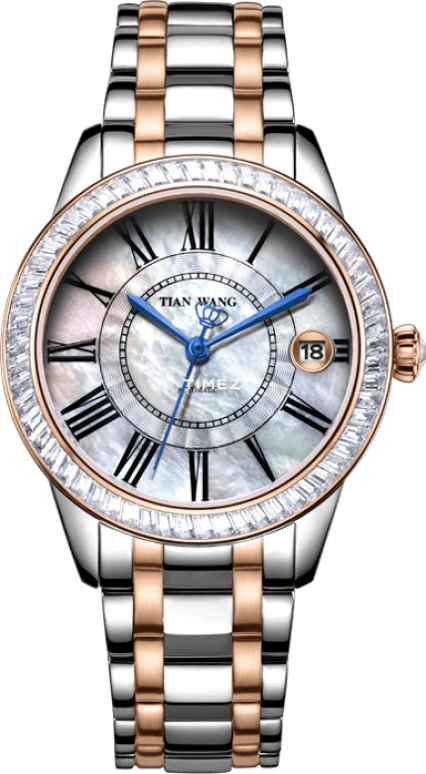 TianWang,Shine ,Stainless Steel,Rose Gold,White,Automatic,Day,Sapphire,Glass,LS5866TP,LS5866TP/D