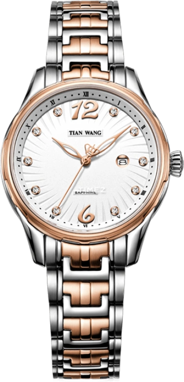 TianWang,Leader ,Stainless Steel,Rose Gold,White,Automatic,Day,Sapphire,Glass,LS5769TP,LS5769TP/D