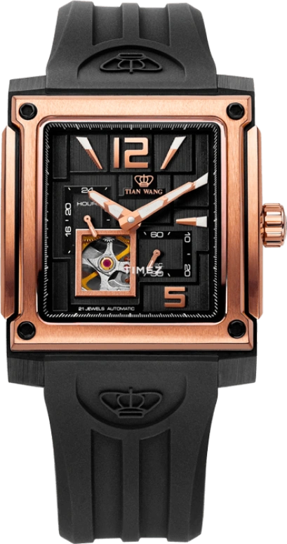 TianWang,Pioneer＆Fashionable ,Stainless Steel,Black,Automatic,Sapphire,Crystal Glass,Rectangular,GS5628PB,GS5628PB/DD