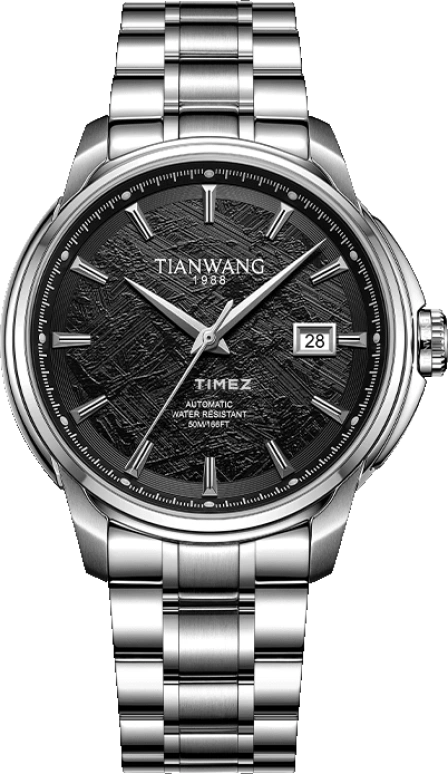 TianWang,The Conqueror 42mm,42mm,Stainless Steel,Black,Automatic,Chronograph,Day,GS51216S,GS51216S.D.S.N