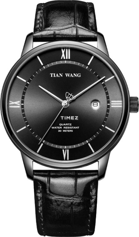 TianWang,Other ,Stainless Steel,Black,Quartz,Day,Crystal Glass,GS31056B,GS31056B.D.LB.B