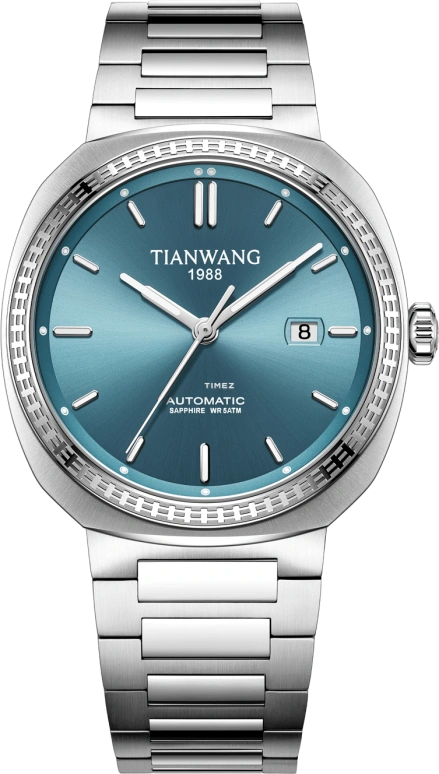 TianWang,WEI ,Stainless Steel,Blue,Automatic,Day,Crystal Glass,GS51577S,GS51577S.DSU