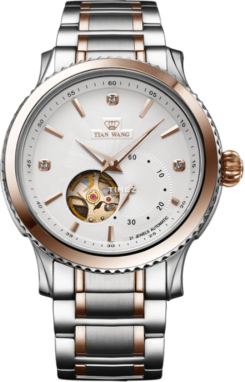 TianWang,Round Times ,Stainless Steel,White,Automatic,Sapphire,Crystal Glass,Round,8989