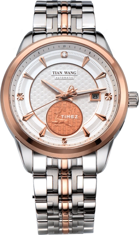 TianWang,Other ,Stainless Steel,Rose Gold,White,Automatic,Day,Sapphire,Glass,GS5805TP,GS5805TP/D