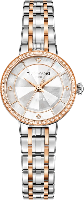 TianWang,Glister 26mm,26mm,Stainless Steel,White,Quartz,Crystal Glass,Round,LS31527TP,LS31527TP.TP.W