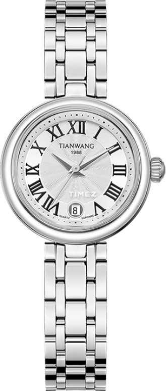 TianWang,Other 26mm,26mm,Stainless Steel,Silver White,Quartz,Day,Crystal Glass,LS31281S,LS31281S.D.S.S