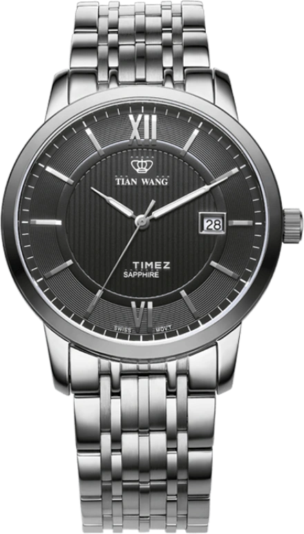 TianWang,Grace ,Stainless Steel,Black,Quartz,Day,Sapphire,Crystal Glass,GS3700S,GS3700S/D