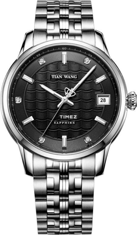 TianWang,Leader ,Stainless Steel,Black,Quartz,Day,Sapphire,Crystal Glass,GS3765S,GS3765S/D