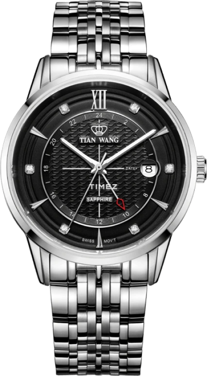 TianWang,Grace ,Stainless Steel,Black,Quartz,Day,Sapphire,Crystal Glass,GS3817S,GS3817S/D