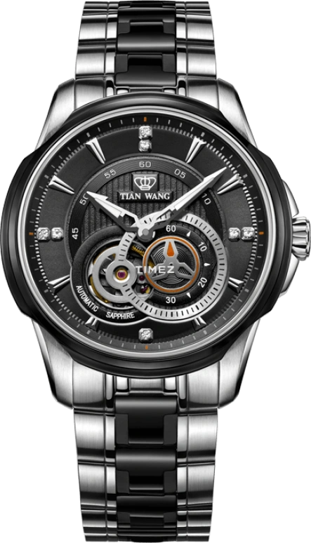 TianWang,Round Times 42mm,42mm,Stainless Steel,Black,Automatic,Sapphire,Crystal Glass,Round,GS5837SB,GS5837SB/D