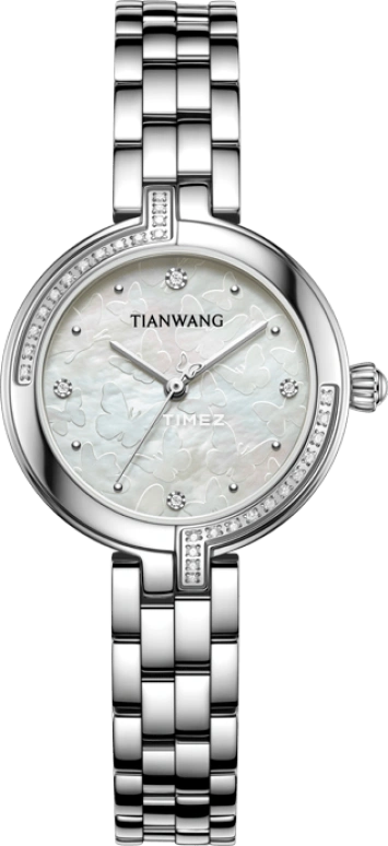 TianWang,Shine 27mm,27mm,Stainless Steel,White,Quartz,Crystal Glass,Silver,LS31287S,LS31287S.S1.W
