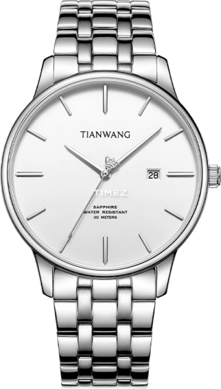 TianWang,Other 40mm,40mm,Stainless Steel,Silver White,Quartz,Day,Sapphire,Glass,GS31203S,GS31203S.D.S.W