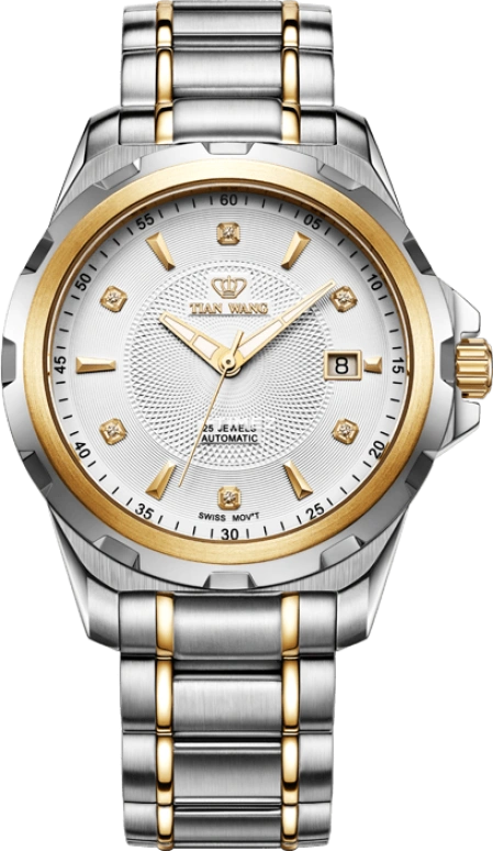 TianWang,Permanent ,Stainless Steel,White,Automatic,Day,Sapphire,Crystal Glass,GS5676T,GS5676T/D