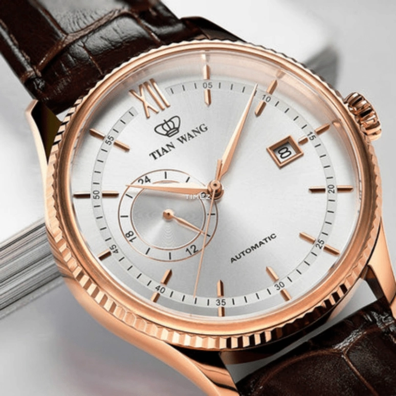 TianWang,Kunlun ,Stainless Steel,Rose Gold,White,Automatic,Day,Sapphire,Glass,GS5956P,GS5956P.DD.LC.W