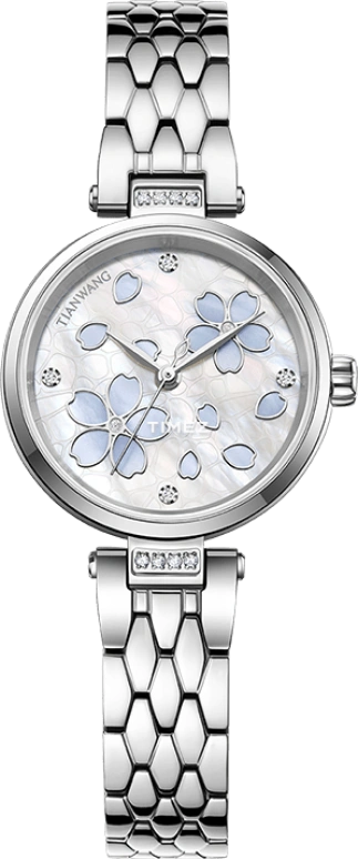 TianWang,Blossoms ,Stainless Steel,White,Quartz,Sapphire,Crystal Glass,Round,LS31583S,LS31583S.S.W