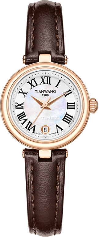TianWang,Dream girl 26mm,26mm,Stainless Steel,White,Quartz,Day,Crystal Glass,LS31364P,LS31364P.D.LC.S