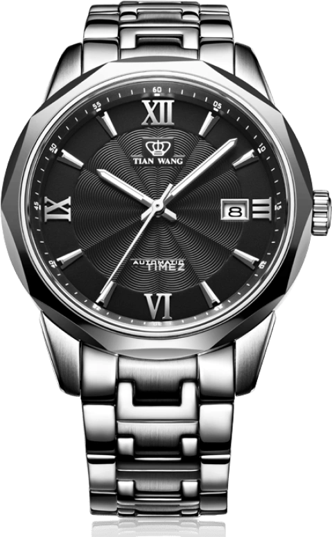TianWang,Cardiac ,Stainless Steel,Black,Automatic,Day,Sapphire,Crystal Glass,GS5770S,GS5770S/D-B