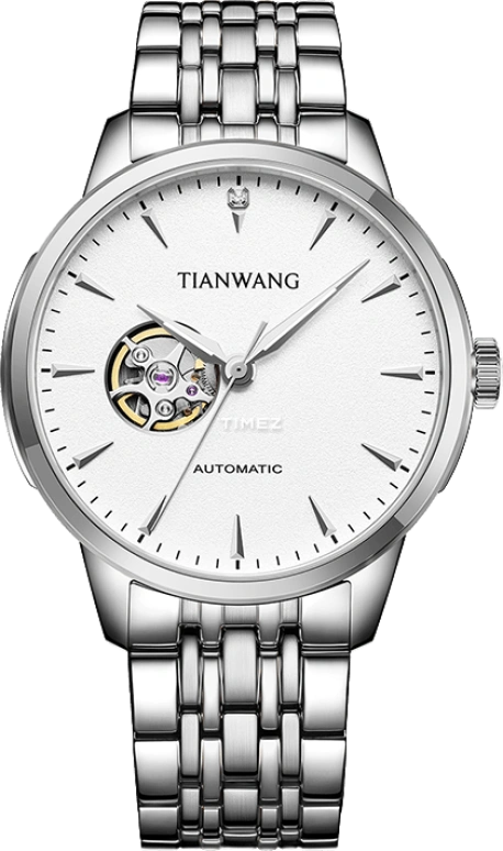 TianWang,Kunlun ,Stainless Steel,White,Automatic,Crystal Glass,Round,GS51313S,GS51313S.S.W