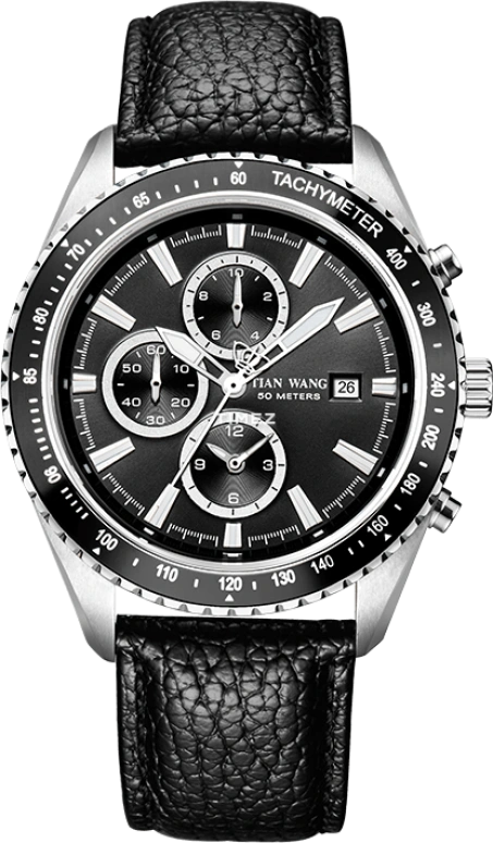 TianWang,Other ,Stainless Steel,Black,Quartz,Chronograph,Day,GS5972S,GS5972S/4D-B