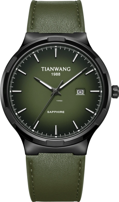 TianWang,Grace 42mm,42mm,Stainless Steel,Green,Quartz,Day,Sapphire,GS31362N,GS31362N.D.LE.E