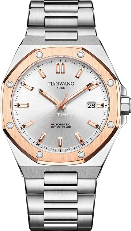 TianWang,Kunlun 43mm,43mm,Stainless Steel,Rose Gold,Silver White,Automatic,Day,Sapphire,Glass,GS51212TP,GS51212TP.D.S.S