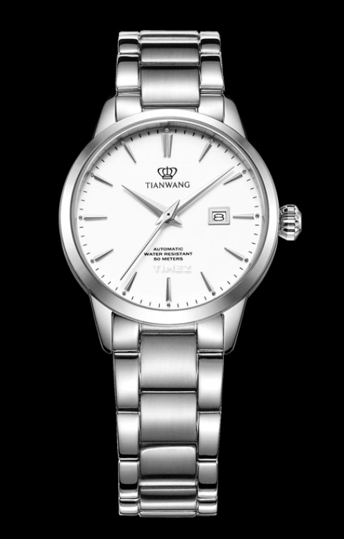 TianWang,Cardiac ,Stainless Steel,White,Automatic,Day,Sapphire,Crystal Glass,LS51152S,LS51152S.D.S.W