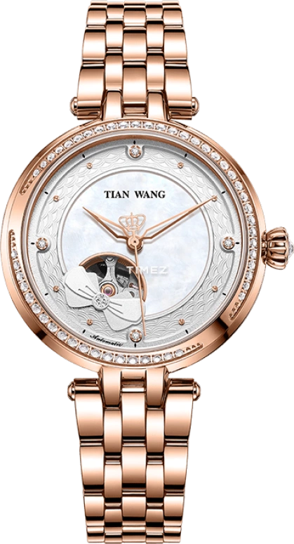 TianWang,MISS ONE ,Stainless Steel,Rose Gold,White,Automatic,Sapphire,Crystal Glass,Round,LS51109P,LS51109P.P.W