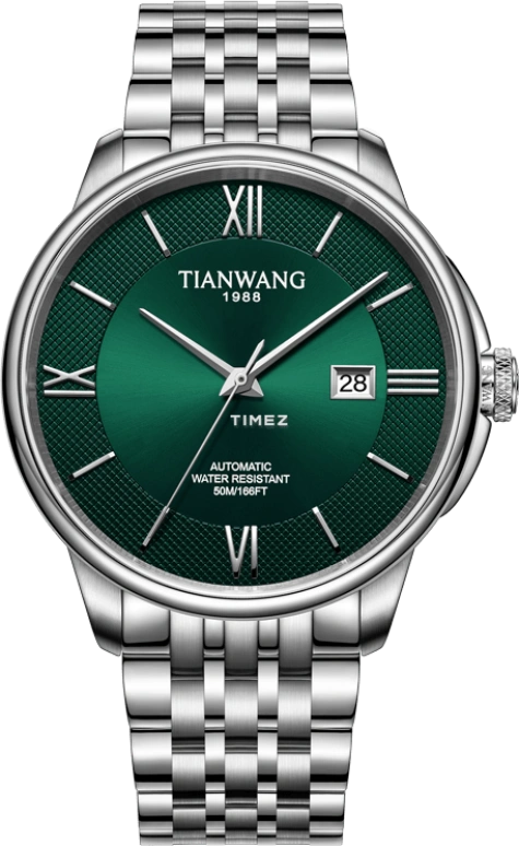 TianWang,Permanent 42.56mm,42.56mm,Stainless Steel,Green,Automatic,Day,Crystal Glass,GS51310S,GS51310S.D.S.E-1