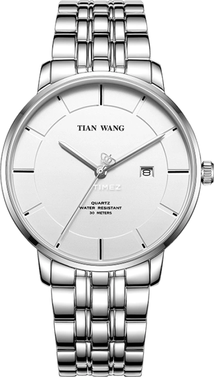 TianWang,Grace ,Stainless Steel,Silver White,Quartz,Day,Sapphire,Crystal Glass,GS31060S,GS31060S.D.S.W