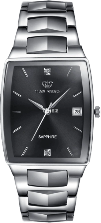 TianWang,Star ,Stainless Steel,Black,Quartz,Day,Crystal Glass,GS3506S