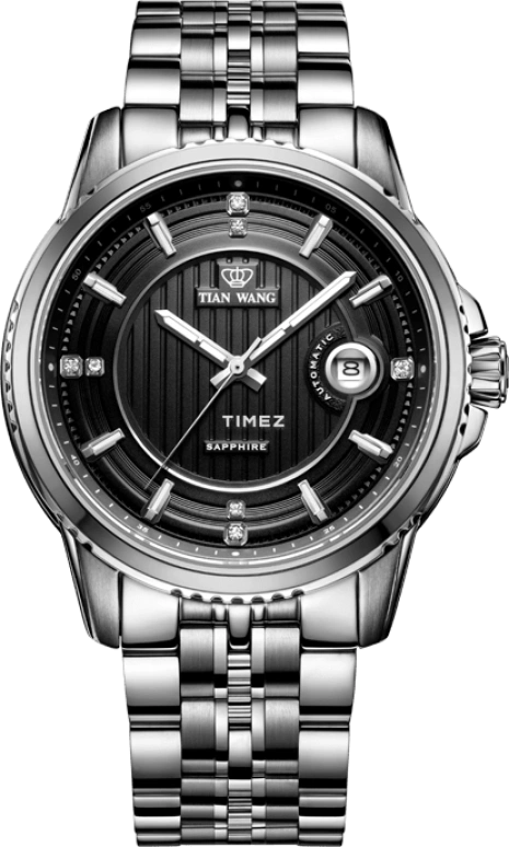 TianWang,Permanent ,Stainless Steel,Black,Automatic,Day,Crystal Glass,GS5779S,GS5779S/D-1
